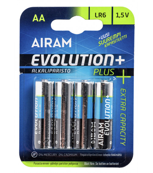 Airam Evolution Plus LR6 AA 1,5 V alkaliparisto 4 kpl/pkt